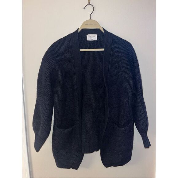 Wilfred Free Aritzia Black Merino Wool Grandpa Cardigan Pockets XS - Picture 1 of 4